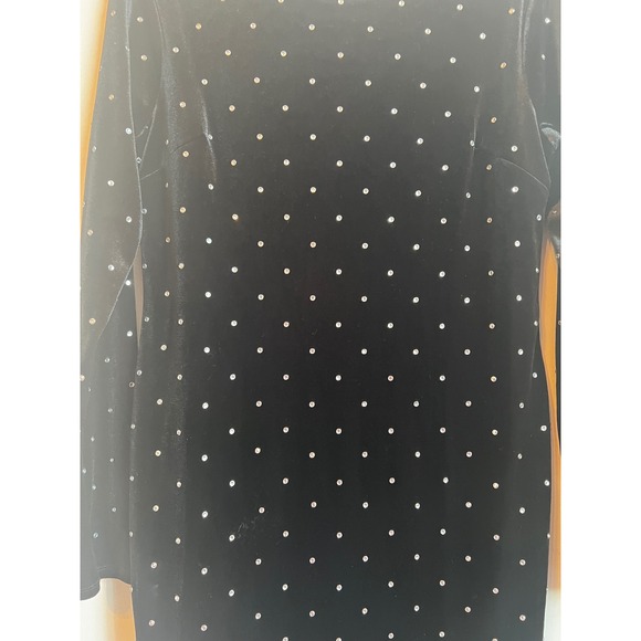 Jennifer Lopez Black Velvet Rhinestone Dress Long Sleeve‎ Cocktail Party M - Picture 2 of 10